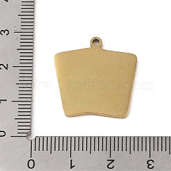 ステンレスペンダント201個  トランプのチャームが付いた長方形  ゴールドカラー  22.5x21.5x1.5mm  穴：1mm&nbsp;STAS-C095-03G