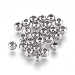 変色しにくい316lサージカルステンレススチールビーズ  ラウンド  ステンレス鋼色  3x2.5mm  穴：1.2mm&nbsp;STAS-M274-073A-P