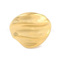 Corrugated Oval 304 Stainless Steel Open Cuff Ring for Women Men&nbsp;RJEW-Z038-03G