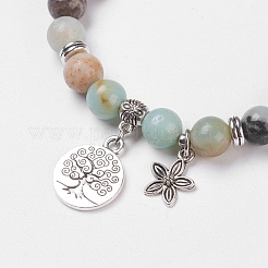 Natural Flower Amazonite Stretch Bracelets&nbsp;BJEW-JB03772-02