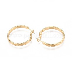 Oval Brass Hoop Earrings&nbsp;EJEW-T047-97G