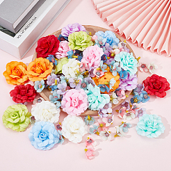 174個13スタイルの造花ヘッド  結婚披露宴の装飾のため  ミックスカラー  21~45x13~20mm&nbsp;AJEW-SP0002-83