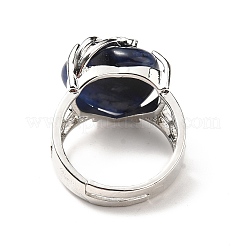 Natural & Synthetic Gemstone Adjustable Rings&nbsp;RJEW-P043-03P