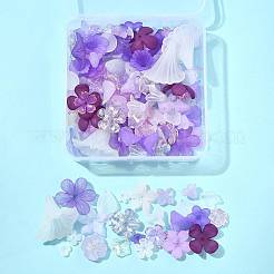 DIYファインディングキット  花のアクリルビーズキャップ、ビーズ、ペンダントを含む  パープル  15x14.5x5mm  穴：2mm&nbsp;DIY-FS0009-92