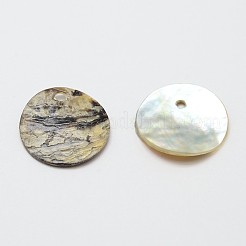 Flat Round Natural Akoya Shell Pendants&nbsp;X-SHEL-N031-01