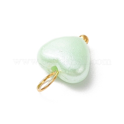パール調アクリルパーツ  ハートチャーム  真鍮ボールヘッドピン付き  ゴールドカラー  13x9x5mm  穴：3.5mm&nbsp;PALLOY-JF03914-01