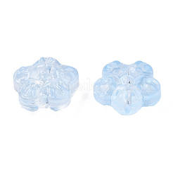 透明なスプレー塗装ガラスビーズ  花  ライトスカイブルー  12.5x13x6mm  穴：1mm&nbsp;GLAA-N035-029-C02