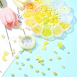DIY ラウンド 蝶結び フラワー アクリル ビーズ ブレスレット ジュエリー キット  きいろ  8mm  穴：1mm&nbsp;DIY-FS0006-27
