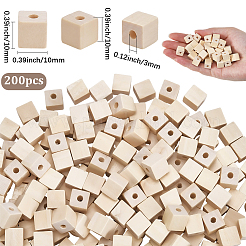 ウッドビーズ  キューブ  パパイヤホイップ  10x10x10mm  穴：3mm&nbsp;WOOD-SP0001-94C
