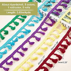 5 Rolls 5 Colors Cotton Tassel Ribbons&nbsp;OCOR-CA0001-13