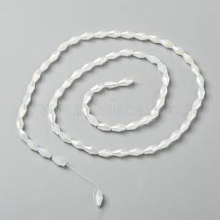 模造ヒスイのガラスビーズ  双円錐形  多面カット  ABカラーメッキ  ホワイト  8x4mm  穴：0.8mm  約70個/連  22.99''（58.4センチメートル）&nbsp;GLAA-P001-08A-01