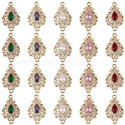 3Pcs Brass Micro Pave Cubic Zirconia Links Connectors&nbsp;KK-YW0003-49LG-01