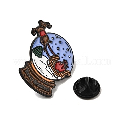 クリスマスエナメルピン  バックパック用合金ラペルピンバック  ブラック  エルク  30x26mm&nbsp;JEWB-I043-01EB-05