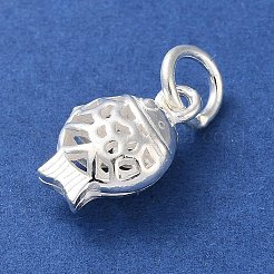丸カン付きスターリングシルバー中空魚チャーム925個  銀  12x8x5mm  穴：4mm&nbsp;STER-E071-01S-03