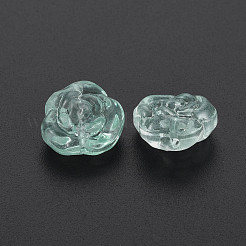 透明焼付塗料ガラスビーズ  ローズ  アクアマリン  12.5x14x9mm  穴：1.2mm&nbsp;GLAA-S190-022-A06