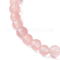 合成チェリークォーツガラスストレッチブレスレット  葉  内径：2-1/8インチ（5.4cm）  ビーズ：6~7mm&nbsp;BJEW-JB11961-01