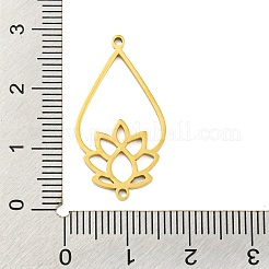 304ステンレススチールコネクタチャーム  ティアドロップ リンクと蓮  ゴールドカラー  27.5x14.5x1mm  穴：1.2mm&nbsp;STAS-Q255-01G
