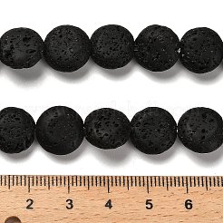 天然溶岩岩ビーズ連売り  フラットラウンド  12x5.5mm  穴：1mm  約32~33個/連  14.69~15.28''（37.3~38.8センチメートル）&nbsp;G-G175-K15-01
