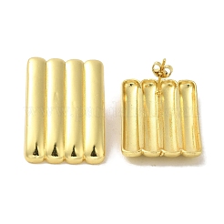 真鍮製スタンドピアス  カドミウムフリー＆鉛フリー  長方形  18KGP本金メッキ  32.5x21mm&nbsp;EJEW-R162-13G