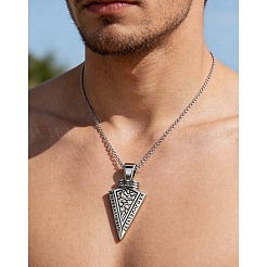 Vintage 304 Stainless Steel Arrow Head Pendant Necklaces for Men&nbsp;WG2A74C-01