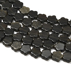 天然石ゴールデンシーンオブシディアンビーズ連売り  梅の花  6x6x2mm  穴：1mm  約65個/連  15.16''（38.5センチメートル）&nbsp;G-B138-C26-01