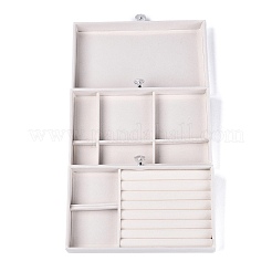 3段式ペット用プラスチック製ジュエリー収納引き出しボックス  長方形  リネン  13.5x23.5x10.5cm&nbsp;CON-N016-05A