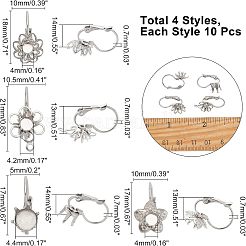 40Pcs 4 Styles  304 Stainless Steel Leverback Earring Cabochon Setting Findings&nbsp;STAS-CA0001-33
