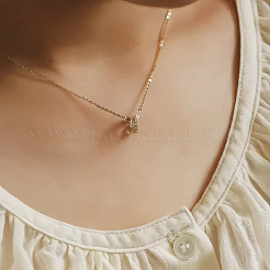 スターリングシルバーマイクロパヴェクリアキュービックジルコニアクラウンペンダントネックレス（女性用）925個  14KGP本金メッキ  17.72インチ（45cm）&nbsp;FS-WG2E0A9-01