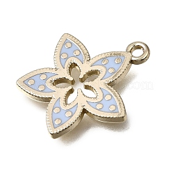 エナメルペンダントと合金  花のチャーム  ラックめっき  ゴールドカラー  空色  19.5x18x1.5mm  穴：1.6mm&nbsp;AL-CBA2F44-01G-03