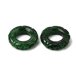天然ミャンマー翡翠の染色リンキングリング  彫刻された指輪  濃い緑  25x5mm  内径：13mm&nbsp;G-Z162-10