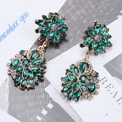 Flower Alloy Rhinestone Chain Necklaces & Stud Dangle Earrings Sets&nbsp;FS-WG8AADA-10
