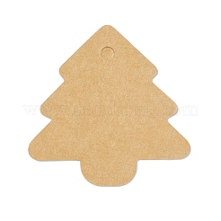 100 個の空白のクラフト紙ギフトタグ  クリスマスツリー  バリーウッド  5.45x5.35x0.05cm  穴：4.5mm&nbsp;CDIS-B001-13