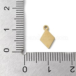 304ステンレススチールチャーム  ひし形チャーム  レーザー切断  18KGP本金メッキ  10.5x6.5x1mm  穴：1.2mm&nbsp;LS-STAS-E501-05G