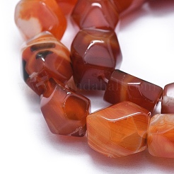 天然バンド /縞aビーズ連売り  染め＆加熱  ナゲット  16~20x14~18mm  穴：2~2.5mm  約22~23個/連  14.5インチ〜15.7インチ（37~40cm）&nbsp;G-I245-33