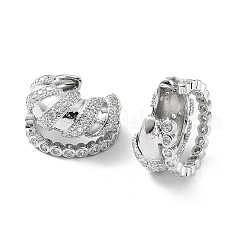 Rack Plating Brass Micro Pave Cubic Zirconia Cuff Earrings for Women&nbsp;KK-Z038-24P