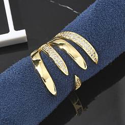 Brass Micro Pave Clear Cubic Zirconia Cuff Rings&nbsp;LS-RJEW-M029-03G