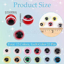 240Pcs 12 Colors Evil Eye Resin Beads&nbsp;RESI-PA0001-09
