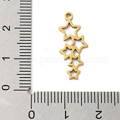 304ステンレスペンダント  レーザー切断  18KGP本金メッキ  スター  21.5x9x1mm  穴：1mm&nbsp;STAS-S123-03G-02