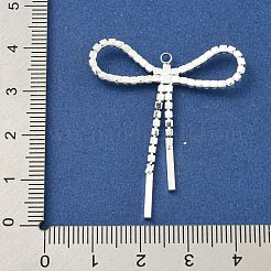 真鍮製ラインストーンペンダント  カドミウムフリー＆鉛フリー  蝶結び  透明  40x34.5x3mm  穴：1.6mm&nbsp;KK-I715-14S-01