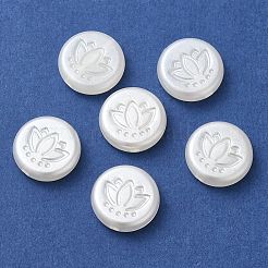 ABSプラスチックパール調ビーズ  蓮のフラットラウンド  ホワイト  14x4mm  穴：1.8mm  約980個/500g&nbsp;KY-I009-05