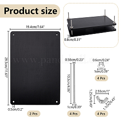 長方形の竹製ポータブルブックプレス製本ツール  手作りの紙プレス用  ブラック  295x194x8mm  穴：5mm&nbsp;DIY-WH0496-97D-04