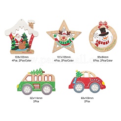 18Pcs Christmas Theme Natural Wood Big Pendants&nbsp;WOOD-LS0001-07