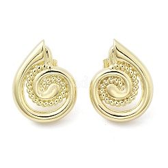 女性のための真鍮シェル形のスタッドピアス  ゴールドカラー  24.5x19mm&nbsp;EJEW-U035-10G
