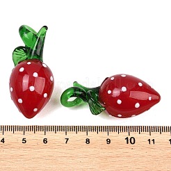 手作りランプワークペンダント  イチゴのチャーム  レッド  47x24x21.5mm  穴：6.5mm&nbsp;LS-LAMP-C026-04