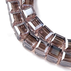 電気メッキガラスビーズセット  キューブ  多面カット  オールドローズ  7x7x7mm  穴：1.4mm  約98~99個/連  26~27.44''（66~69.7センチメートル）&nbsp;EGLA-H108-01A-PL03