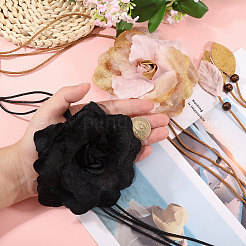 2Pcs 2 Colors Cloth Flower Wrap Waxed Cord Dress Belts for Ladies Decoration&nbsp;AJEW-CA0005-08