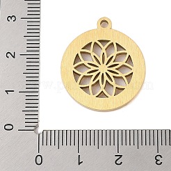 プリザーブドフラワー 304 ステンレス ラインストーン ペンダント  フラットラウンド  18KGP本金メッキ  25x21x2mm  穴：2mm&nbsp;STAS-S139-01G-04