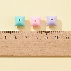 42個の不透明なアクリルビーズ  正方形  ミックスカラー  11.5x10x10mm  穴：2mm&nbsp;SACR-FS0001-15