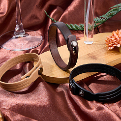 3Pcs 3 Colors Leather Cord Snap Bracelets&nbsp;BJEW-CL0001-06