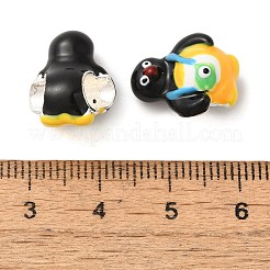 漫画ペンギン合金エナメルヨーロピアンビーズ  大穴ビーズ  オレンジ  16x13x9mm  穴：5mm&nbsp;FIND-U008-03G-A